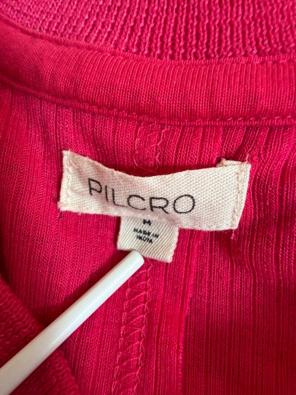 Pilcro Ribbed Tank with Ruffle Trim - Bright Pink - Picture 4 of 5